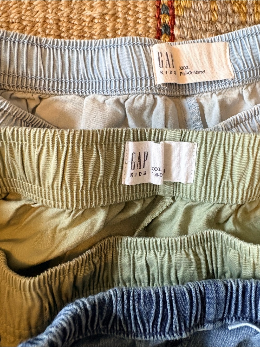 GAP Kids XXXL Lot of 3 Pull-On Bottoms - Light Blue, Sage Green, Denim Blue